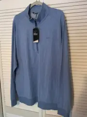 New Travis Mathew 1/4 Zip Blue Performance Pullover Sweatshirt men’s XXL 2XL