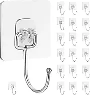 XFJSAK 20pcs Adhesive Hooks,Hanging Heavy Duty Wall Hooks,Self Adhesive Towel Hooks Waterproof Key Hooks,Bathroom Shower Kitchen Key Portal Outdoor Home Improvement Practical Hooks,White