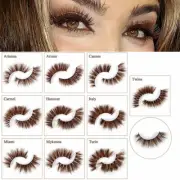 1Pair 3D Brown Thick Wispies Eyelashes Khaki False Lash Mink Hair Lash Extension
