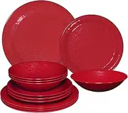 UPware 12-Piece Melamine Dinnerware Set, Includes Dinner Plates, Salad Plates, Bowls, Service for 4 (Twinkle Dust)