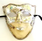 Venetian Mask Silver Deception Halloween Mardi Gras Men Masquerade Prom Party