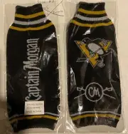 CAPTAIN MORGAN / PITTSBURGH PENGUINS LOT (2) KOOZIE BRAND NEW "KNIT SOCK" STYLE