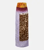 [Dries Van Noten] Dries Van Noten Printed silk midi skirt AU 10 multicoloured