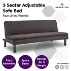 New Sarantino 3 Seater Sofa Bed Lounge Couch Modular Home Furniture Linen Black