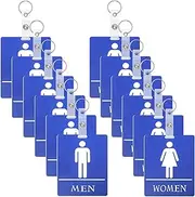 12 Pcs Bathroom Pass Keychains Restroom Tag with Key Holder Bathroom Passes Blue Large Sign for Women Men School Classroom Restroom Toilet Office Restaurant Public Place