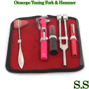 FIBER OPTIC Otoscope Tuning Fork C128 Taylor Hammer Diagnostic SET Pink DG-04