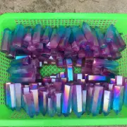 2.2lb Natural Titanium Rainbow Quartz Obelisk Wand Crystal Tower Point Healing
