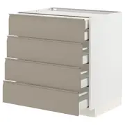 METOD / MAXIMERA base cb 4 frnts/2 low/3 md drwrs, white/Upplöv matt dark beige, 80x60x80 cm