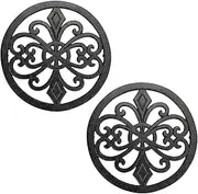 [BSTKEY] 2 Packs 8" Heavy Duty Cast Iron Trivet, Hot Pot Holder, Pan Pads Mat, Metal Trivet Stand for Kitchen or Dining Table, Round