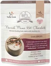 Yummy Mummy Food Company - Organic Lactation Hot Chocolate, Chai Spices - Breastfeeding Support Lactation Latte, Dairy-Free, Vegan, Gluten-Free – 200g
