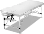 Zenses Massage Table White 75cm Portable Aluminium, Massages Therapy Bed, Folding Headrest 3 Fold Beauty Spa Waxing Chairs Bounes Covers Carry Bag Beds