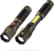 Magnetic Base LED Flashlight by Slyde King 2K - Rechargeable with COB Light