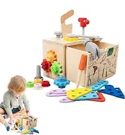 Wooden Kids Tools with Box - Play Tool Kit Wooden Pretend Tool Set,Construction Toy STEM Learning Role Play Educational Toys for Girls, Boys & Toddler