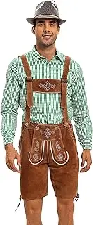 [DmHirmg] Lederhosen Men,Oktoberfest Outfits Men,Lederhosen,October Festival Costume for Men,Mens Lederhosen,Brown