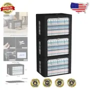 Durable Linen Storage Containers - 3 Pack Stackable Bins with Clear View Windows