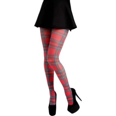 3 Styles Of Scottish Tartan / Argyle Print Tights Available (Made In Italy)
