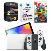 Nintendo Switch White OLED Console + Super Mario 3D World Bundle