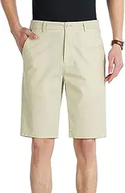 [JEShifangjiusu] Men's Performance Athletic Short Elastic Waist Outdoor Short Quick Dry Lightweight Board Chino Short, Apricot, 38