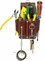 Ap-Leather Pro-5 Electrician Pouch Leather Tool Pouch 5 Pocket Pouch Belt Clip