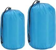 uxcell Stuff Sack 5x10/7x13, 2 Pcs Waterproof Outdoor Storage Sack Portable Drawstring Dust Flap Bag Sleeping Bag for Camping Hiking Backpacking, Blue