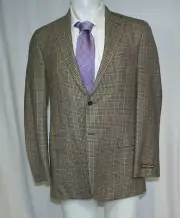 Hickey Freeman Beacon Mahogany Beige Plaid Two Button Sport Coat 40R NWT NOS