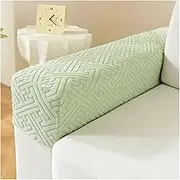 Couch Arm Covers 72cm/28.35inch Jacquard Stretchy Stretch Fit Couch Arm Protector Chair Non-Slip(Green,3PCS)