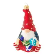 Christmas by Krebs Blown Glass Collectible Tree Ornaments (4" Gnome with Gift Ba