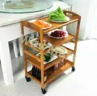 All-purpose 4Tier Bamboo Storage Rack Kitchen Dining Serving Island Cart Trolley