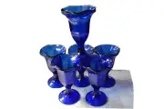 Cobalt Blue Sundae Parfait Shrimp Cocktail Glasses Set of Six