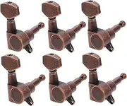 JEWEDECO 6r Sealed Tuning Pegs Set Acoustic/electric Guitar Machine Heads Locking Tuners Square Head Keys 6pcs Ferrules Screws Bushings Included
