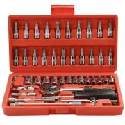46PCS Socket Spanner Tool Set Kit Ratchet Wrench Combination AutoCar Repair Tool