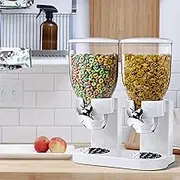 Provecta Double Cereal Dispenser Machine Dry Food Pasta Storage Container White