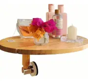 Kovah Bamboo Bath caddy Tray with suction Cup