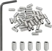 uxcell #10-32x3/8 Internal Hex Socket Set Grub Screws, 50 Pcs 304 Stainless Steel Cup Point Set Screw with Hex Key Wrench for Door Handles Bathroom Fixtures