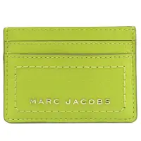 在飛比找Yahoo奇摩購物中心優惠-MARC JACOBS 金屬LOGO荔枝皮革簡易卡片夾(草綠