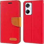 [Shantime] Oxford Fabric Leather Flip Wallet Case Compatible with Tecno Pop 6 Pro, Durable Protective Magnetic Cover with Card Slots and Kickstand(Red)