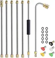 Pressure Washer Extension Wand, Ynzeyx 4000PSI Gutter Cleaning Tool Roof Cleaner Lance Extension Rod with 5 Nozzle Tips, 1/4" Quick Connect