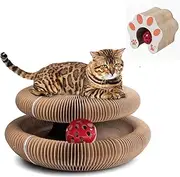1PC Cat Scratch Board Toy, Foldable Accordion Design, Interactive Bell Ball, Mental Physical Exercise