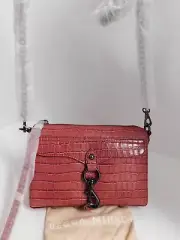 New Rebecca Minkoff Mini Mac Cut Edge Cardinal Red Leather Chain Crossbody Bag