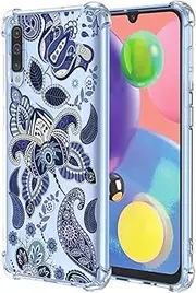 [JDYGWK] for Samsung A70 Galaxy A70S Case Clear Flower Pattern,Soft TPU Silicone,Thin,Shockproof,Anti-Scratch Protective Cover for Samsung Galaxy A70,Enchanting Blue