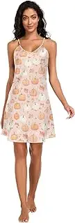 [FRODOTGV] Womens Nightgown Comfy V Neck Full Slip Sleep Dress Cute Pumkins Blush Cute Sleepdress for Women S