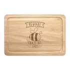 Beware Crazy Bee Lady Rectangular Wooden Chopping Board - Funny Cute Bumble