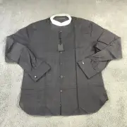 John Varvatos Shirt Mens Large 16.5 Button Up Wing Collar Tuxedo Dress Italy Blu