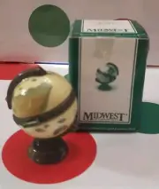 Vintage World Globe PHB Porcelain Hinged Box Midwest of Cannon Falls New In Box
