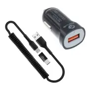 For T-Mobile REVVL 6/6x/PRO 5G 24W Fast Car Charger Coiled USB Cable Micro-USB