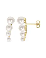 Rina Limor Gold Over Silver 3-6.5mm Pearl Graduated Studs