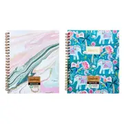 Colorful Notebook Spiral Journal Hardcover 11.25" Large Marbled OR Elephant