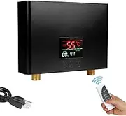 Mini Tankless Electric Water Heater, 110V 220V 3000W Point of Use On Demand Instant Hot Water Heater with LED Display for Sink Washing Bathroom Kitchen,Black-3000Wto220V