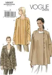 Vogue Sewing Pattern 8007 - Women's Loose Fitting Jackets - Sizes 8-12 - $12.50