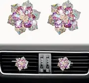 Jowxsx Bling Flower Air Vent Clips, 2 Pcs Crystal Daisy Car Air Fresheners Vents Clips Car Diffuser Diamond Car Interior Decor Cute Car Accessories Car Decoration for Women Pink Purple